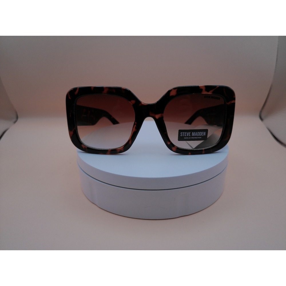 Steve Madden Margia Tortoise Shell Square Sunglasses Brown Gradient SM Logo NEW